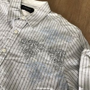 Men’s Striped Embroidered Detail Dress Shirt